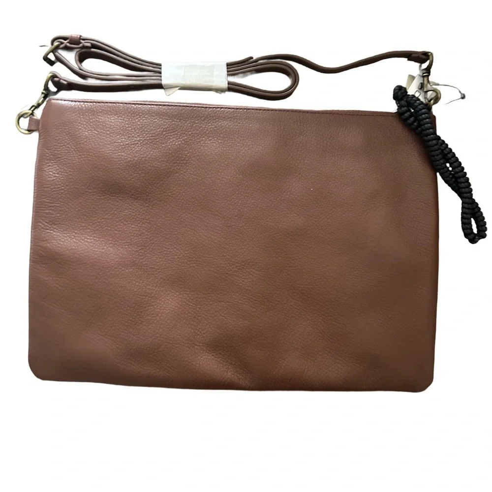 Chico's Brown and Black Woven Cross Body Bag/Clutch with Removable Straps